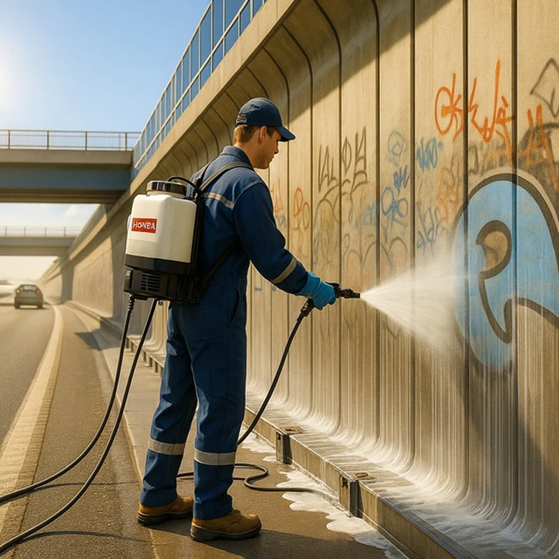 Graffiti removal at highways