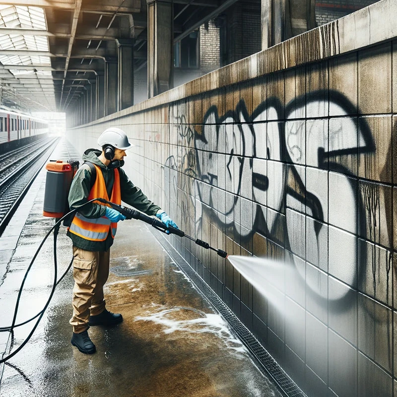 Graffiti removal at train stations